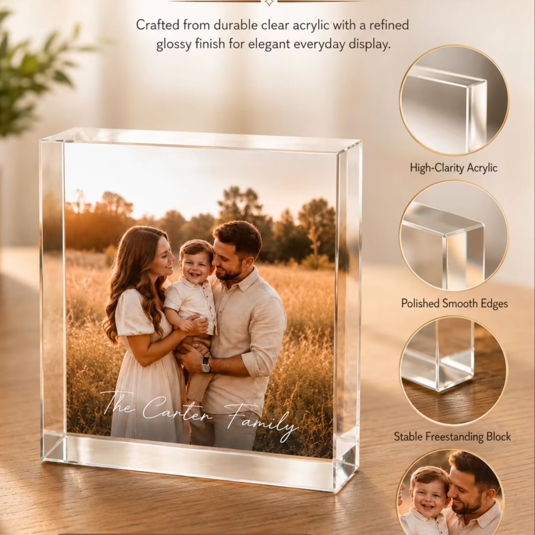 Photo Acrylic Block - Gepersonaliseerd Familie Acryl Fotoblok, Aangepaste Afbeelding