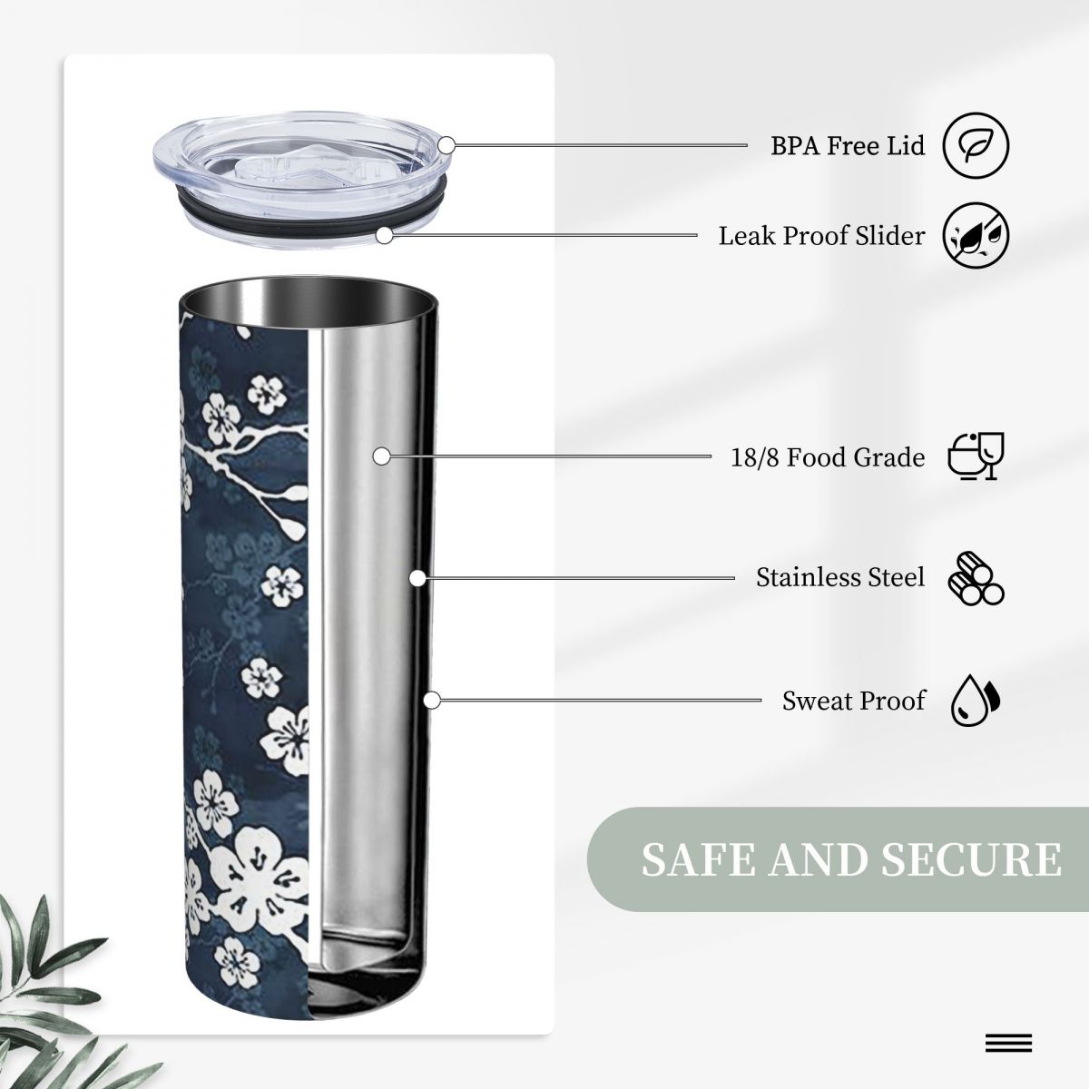 Marineblauw en wit kersenbloes - Tumbler 20Oz White recensie en prijs